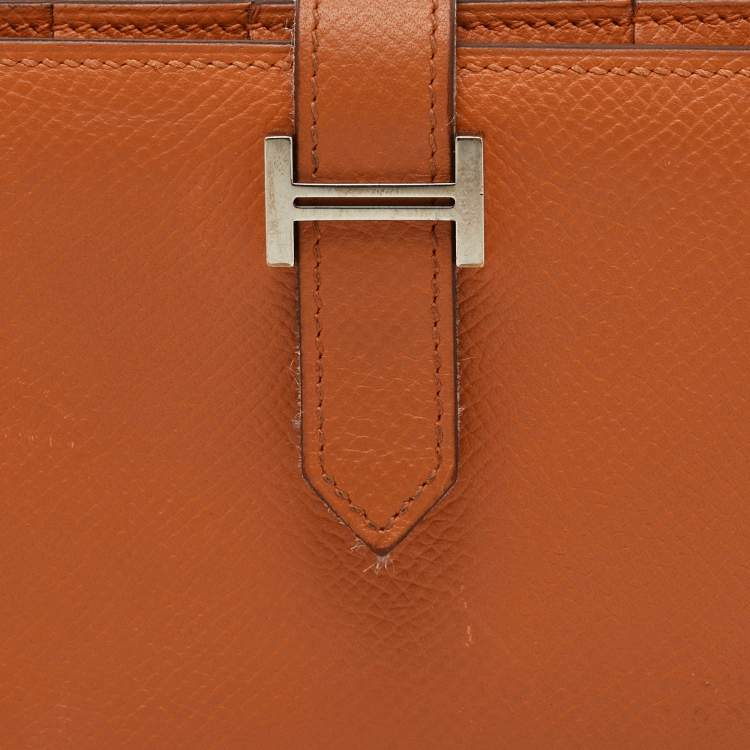 Pre Owned Hermes Moutarde Epsom Leather Bearn Gusset Wallet
