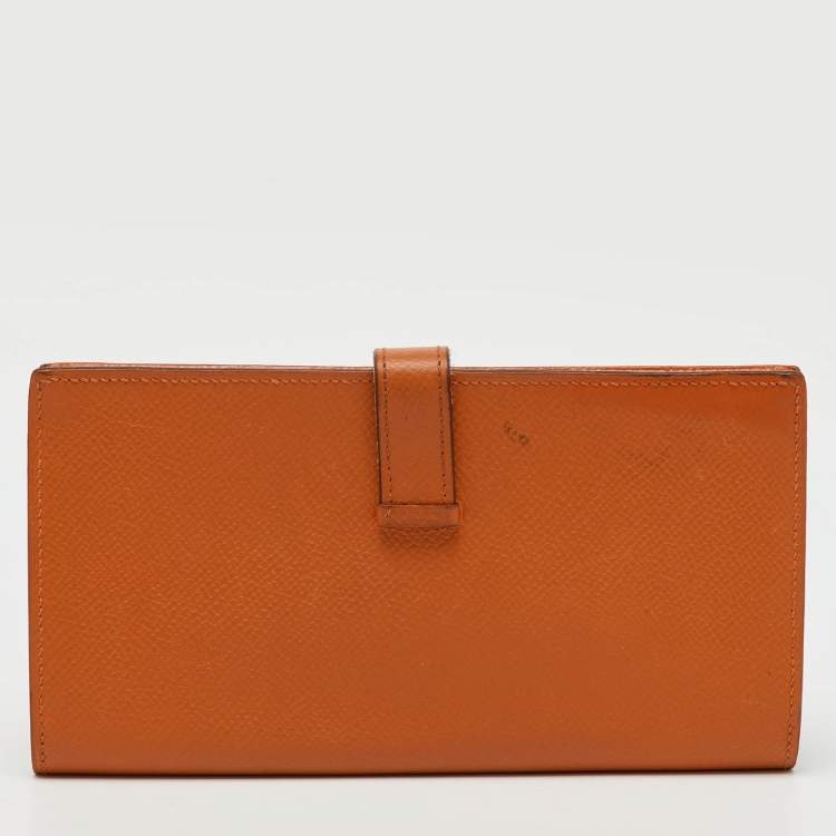 Pre Owned Hermes Moutarde Epsom Leather Bearn Gusset Wallet