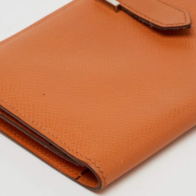 Pre Owned Hermes Moutarde Epsom Leather Bearn Gusset Wallet