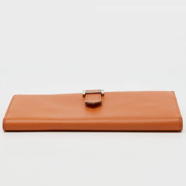 Pre Owned Hermes Moutarde Epsom Leather Bearn Gusset Wallet