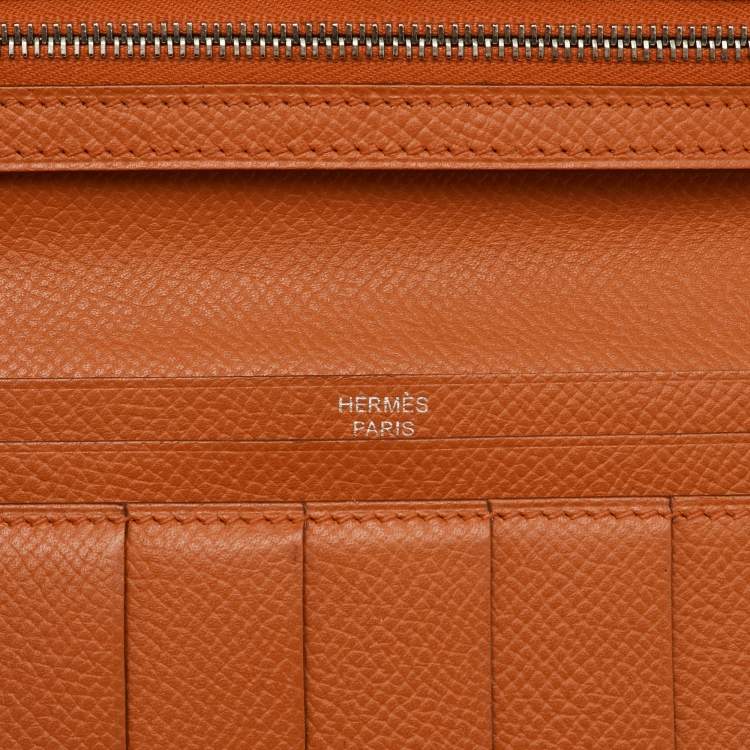 Pre Owned Hermes Moutarde Epsom Leather Bearn Gusset Wallet