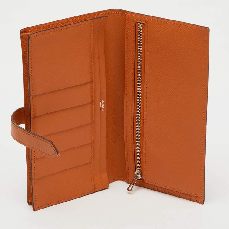 Pre Owned Hermes Moutarde Epsom Leather Bearn Gusset Wallet