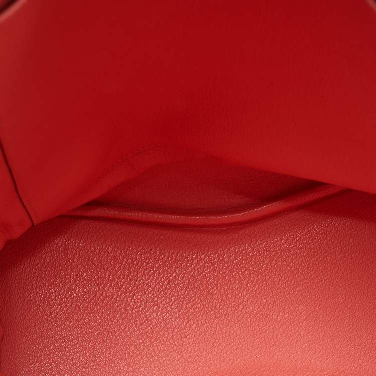 Pre Owned Hermes Rouge Pivoine/Rose Jaipur Taurillon Clemence Leather Palladium Hardware So Kelly 26 Bag