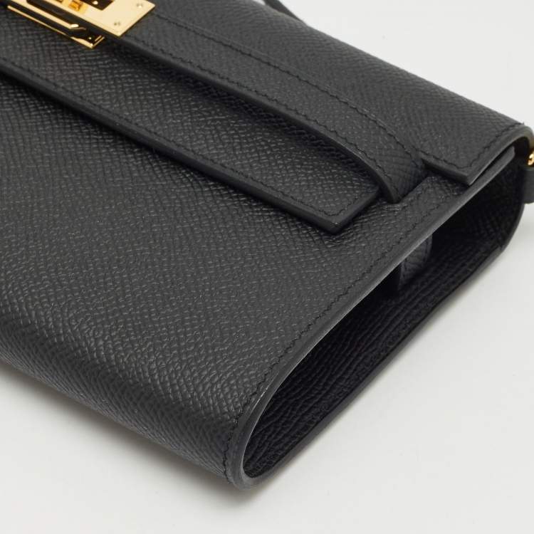 Pre Owned Hermès Noir Epsom Leather Kelly To Go Wallet