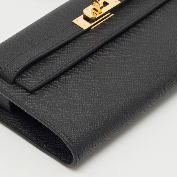 Pre Owned Hermès Noir Epsom Leather Kelly To Go Wallet