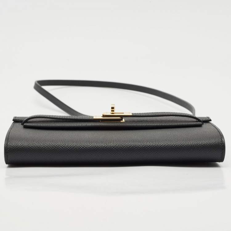 Pre Owned Hermès Noir Epsom Leather Kelly To Go Wallet
