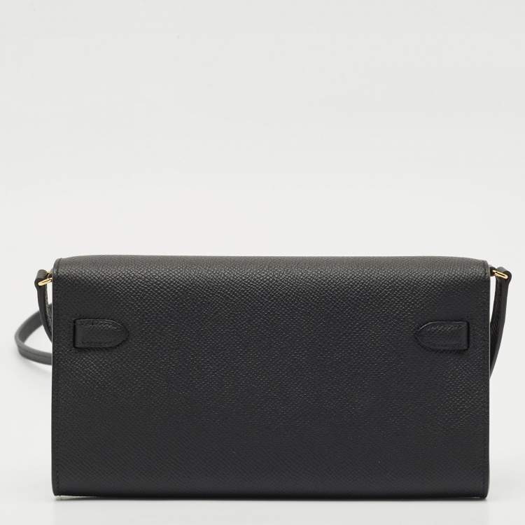 Pre Owned Hermès Noir Epsom Leather Kelly To Go Wallet
