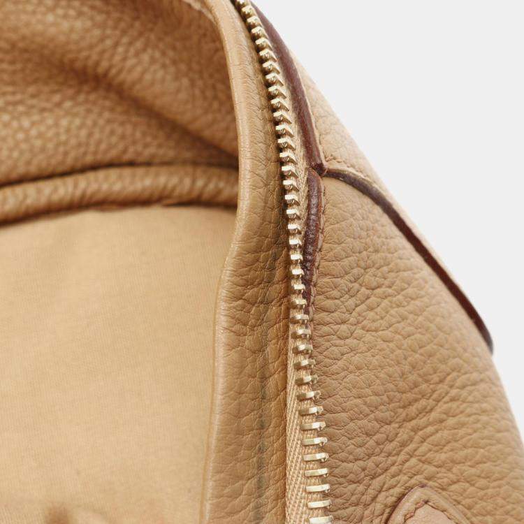 Pre Owned Hermes Omnibus GM Tabac Taurillon Clemence Wool Top Handle Bag