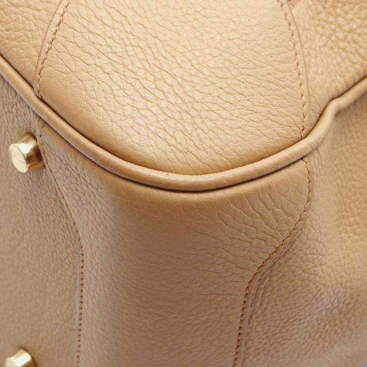 Pre Owned Hermes Omnibus GM Tabac Taurillon Clemence Wool Top Handle Bag