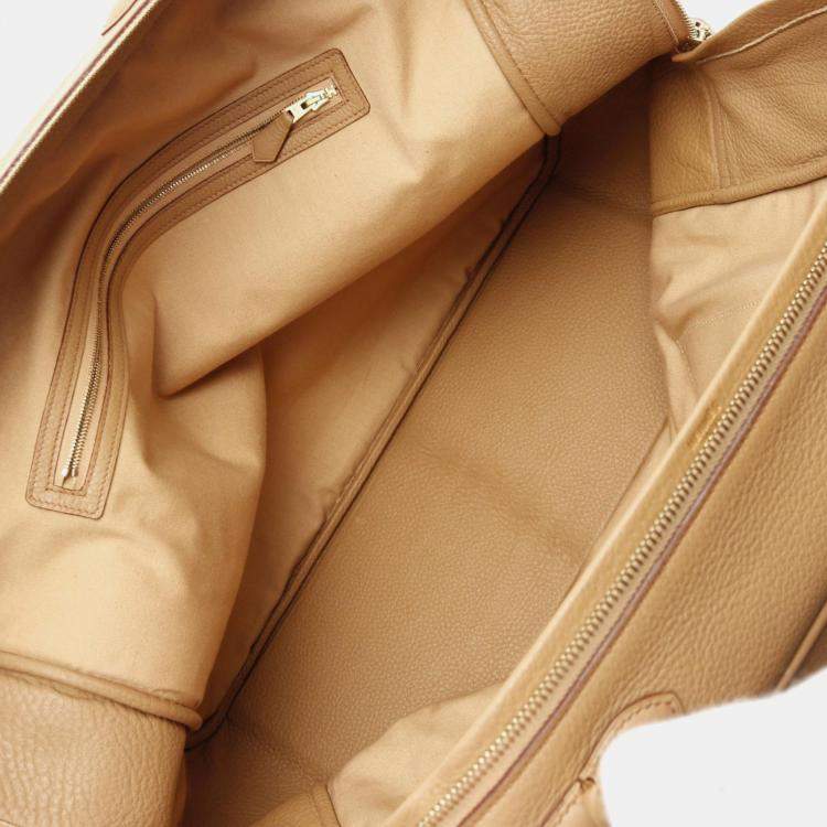 Pre Owned Hermes Omnibus GM Tabac Taurillon Clemence Wool Top Handle Bag