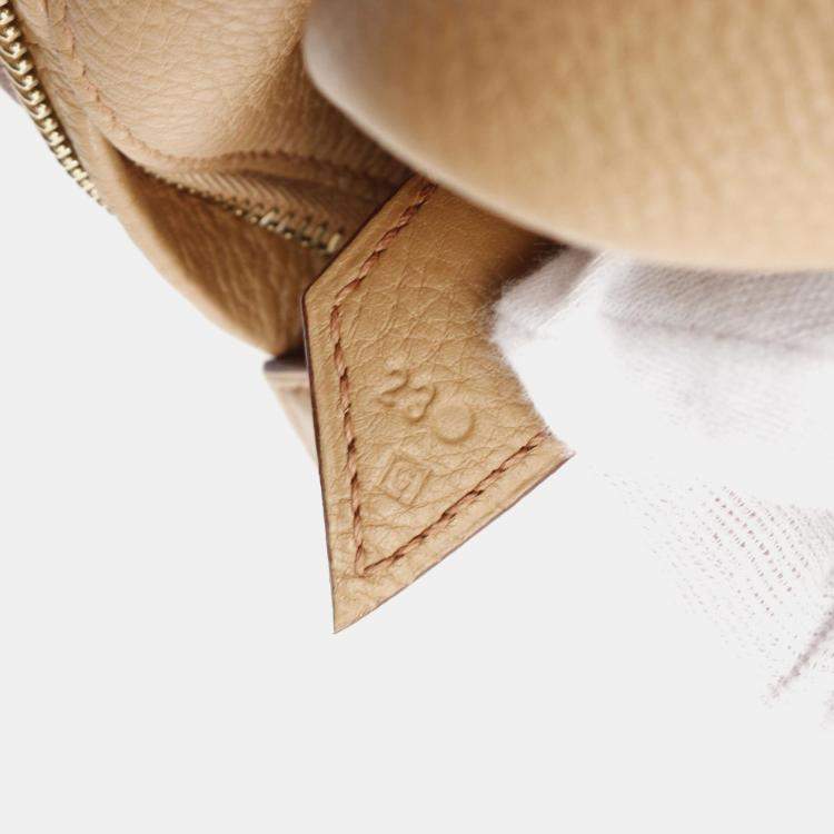 Pre Owned Hermes Omnibus GM Tabac Taurillon Clemence Wool Top Handle Bag