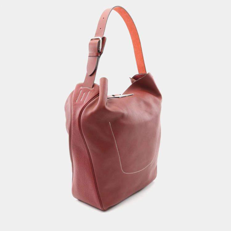 مملوكة مسبقًا Hermes Virevolte Bordeaux Swift Leather Shoulder Bag