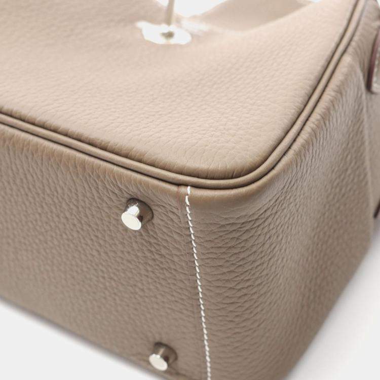 Pre Owned Hermes Lindy Mini Etoupe Grey Taurillon Clemence Leather Crossbody Bag