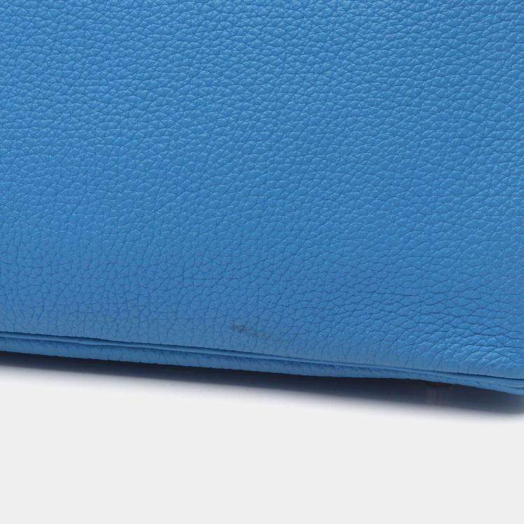 Pre Owned Hermes Birkin 30 Blue Zanzibar Togo Leather Top Handle Bag