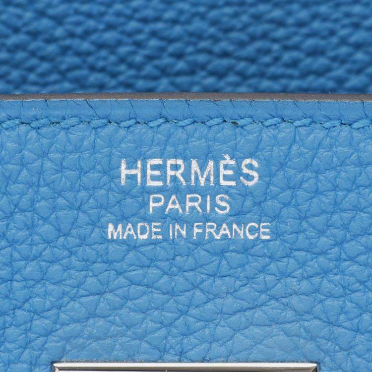 Pre Owned Hermes Birkin 30 Blue Zanzibar Togo Leather Top Handle Bag