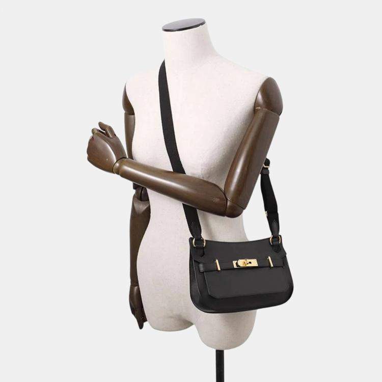 Pre Owned Hermes Jypsiere Mini Black Evercolor Leather Shoulder Bag