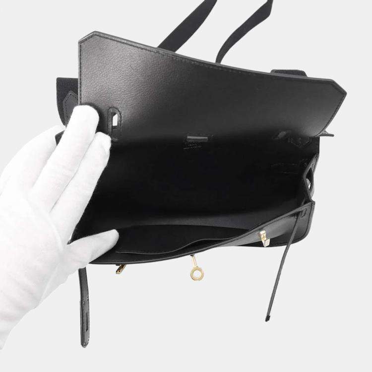 Pre Owned Hermes Jypsiere Mini Black Evercolor Leather Shoulder Bag