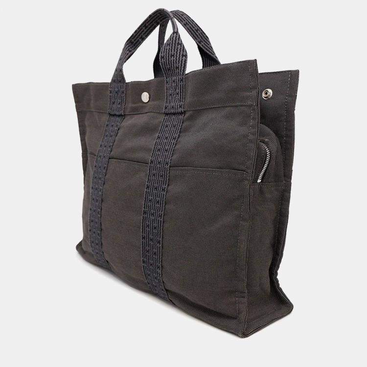 Pre Owned Hermes Her Line MM Gray Canvas Tote Bag
