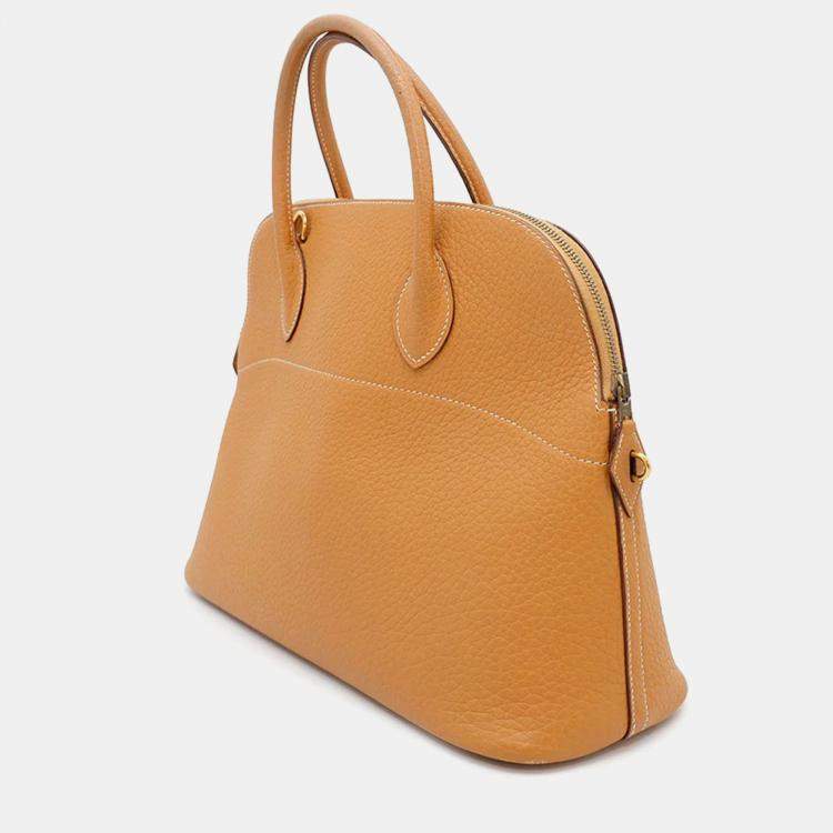 Pre Owned Hermes Bolide 35 Natural Sable Fjord Leather Bag