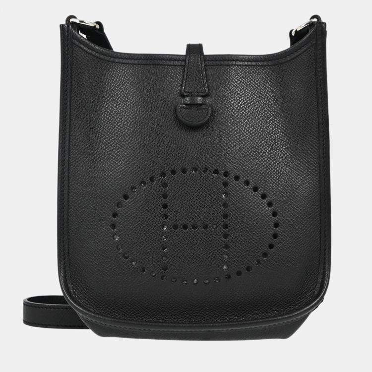 Pre Owned Hermes Evelyne TPM Black Epsom Leather Shoulder Bag
