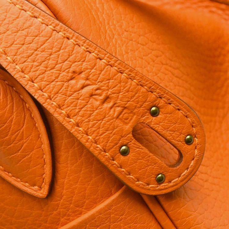 Pre Owned Hermes Lindy 26 Orange Taurillon Clemence Leather Shoulder Bag