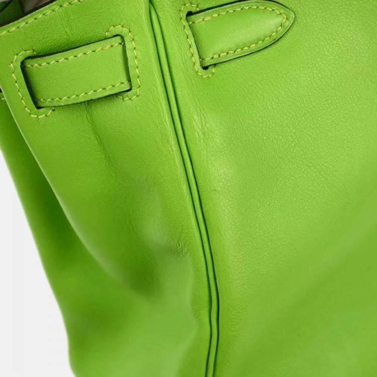 Pre Owned Hermes Kelly 32 Apple Green Gulliver Handbag
