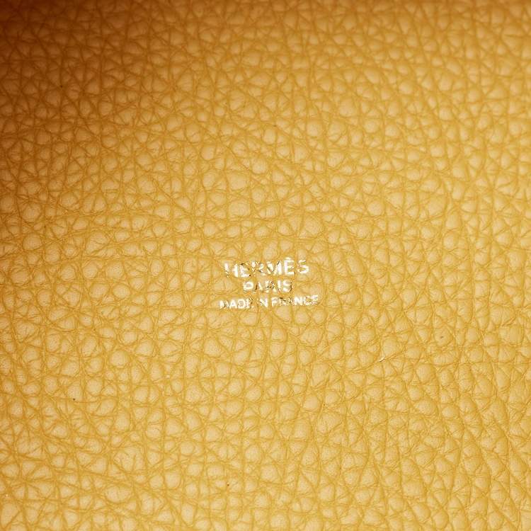 Pre Owned Hermes Jaune Ambre Taurillon Clemence Leather Picotin Lock 22 Bag