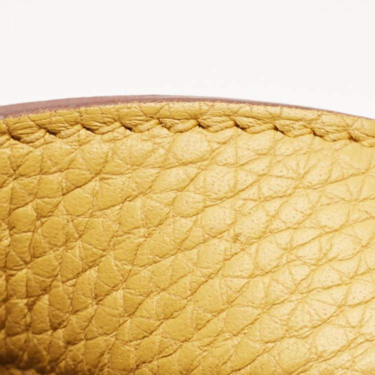 Pre Owned Hermes Jaune Ambre Taurillon Clemence Leather Picotin Lock 22 Bag
