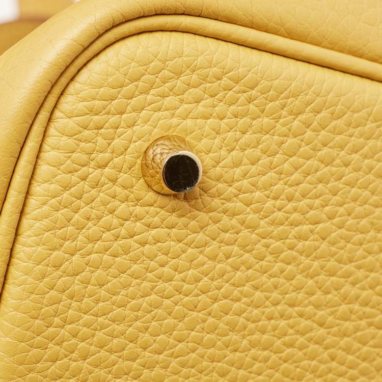 Pre Owned Hermes Jaune Ambre Taurillon Clemence Leather Picotin Lock 22 Bag