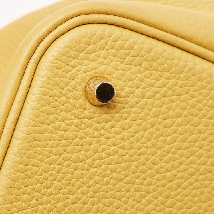 Pre Owned Hermes Jaune Ambre Taurillon Clemence Leather Picotin Lock 22 Bag