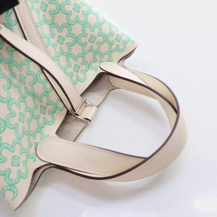 Pre Owned Hermes Picotin 14 Daisy Nata Vert Blanc Swift Lucky Bag