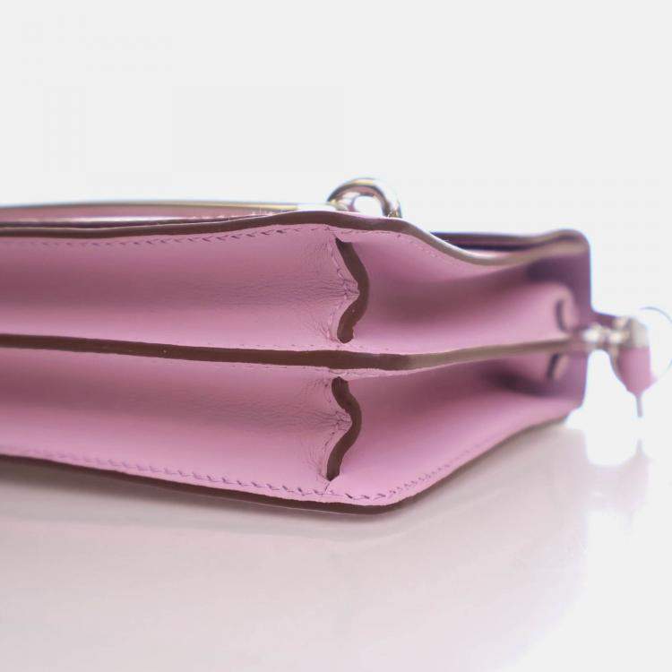 Pre Owned Hermes Roulis 18 Mini Mauve Sylvestre Swift Bag with Strap
