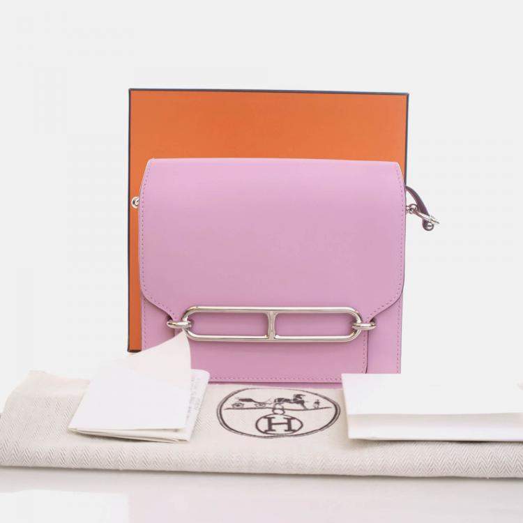 Pre Owned Hermes Roulis 18 Mini Mauve Sylvestre Swift Bag with Strap