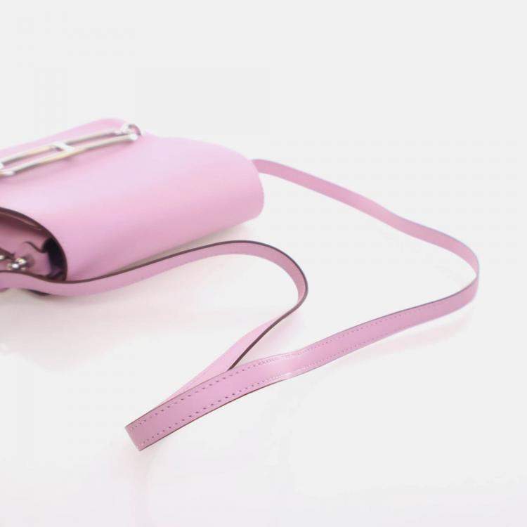 Pre Owned Hermes Roulis 18 Mini Mauve Sylvestre Swift Bag with Strap