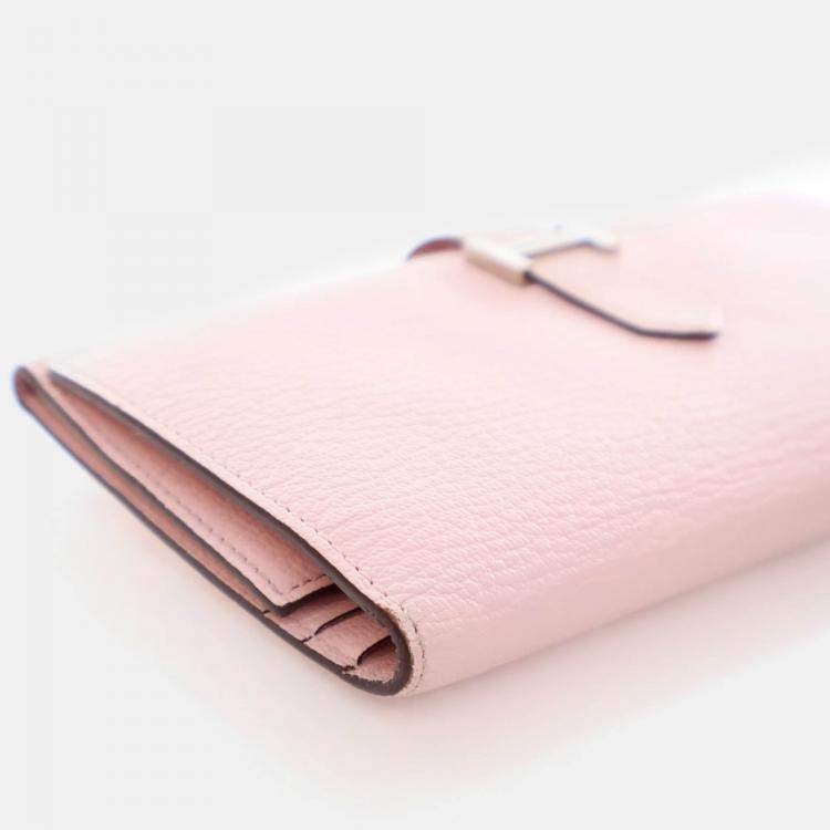 Pre Owned Hermes Bearn Rose Sakura Chevre Wallet