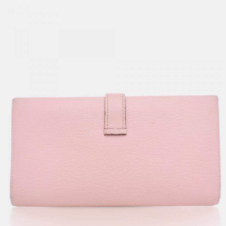 Pre Owned Hermes Bearn Rose Sakura Chevre Wallet