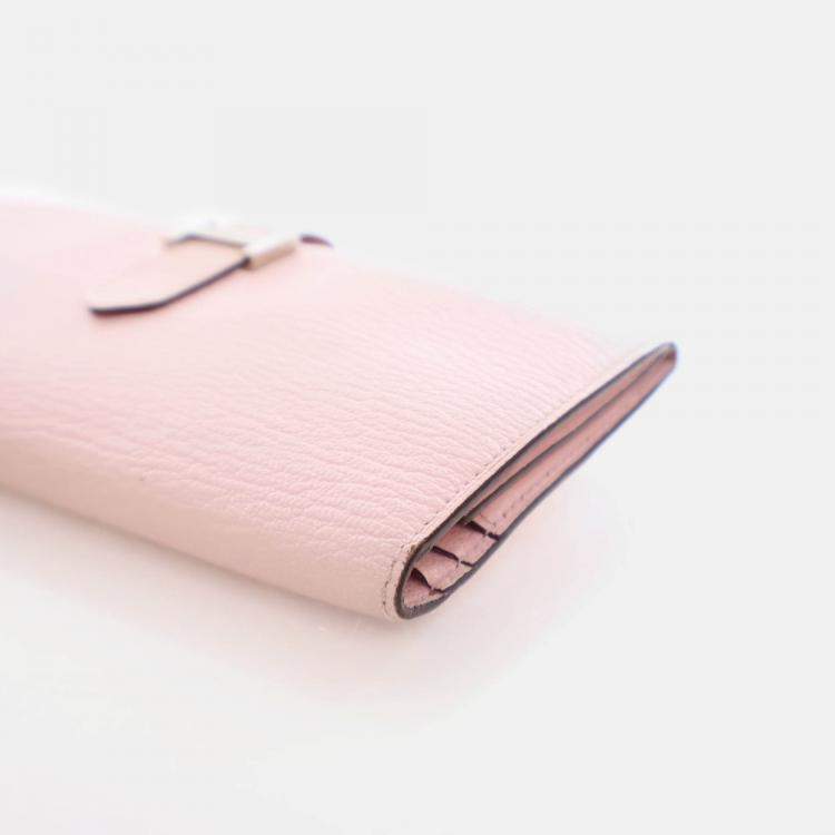 Pre Owned Hermes Bearn Rose Sakura Chevre Wallet
