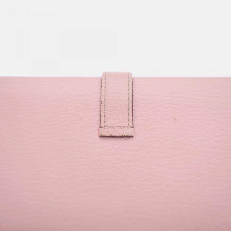 Pre Owned Hermes Bearn Rose Sakura Chevre Wallet