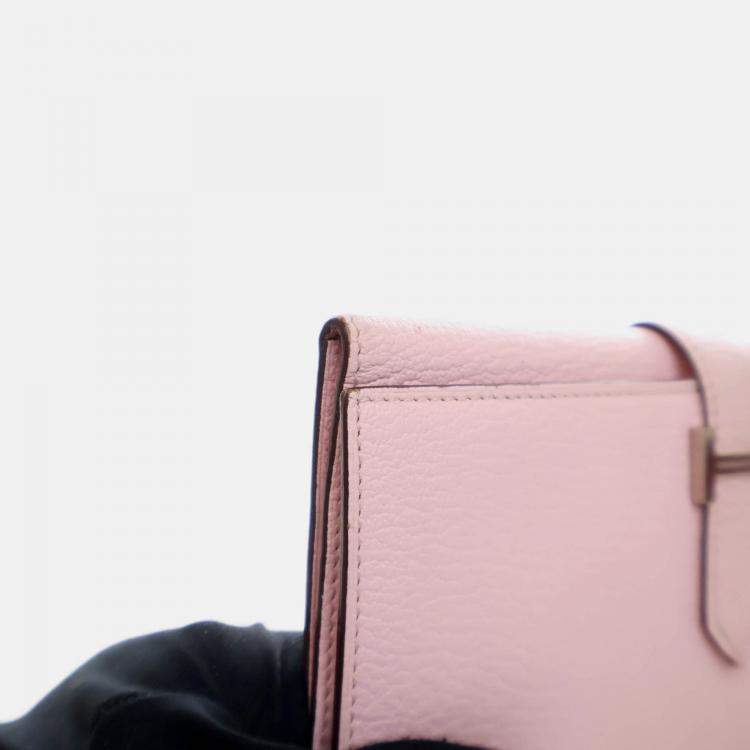 Pre Owned Hermes Bearn Rose Sakura Chevre Wallet