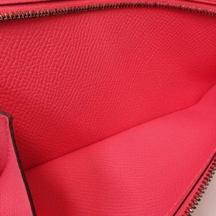 Pre Owned Hermes Bearn Soufflet Pink Epsom Leather Long Wallet