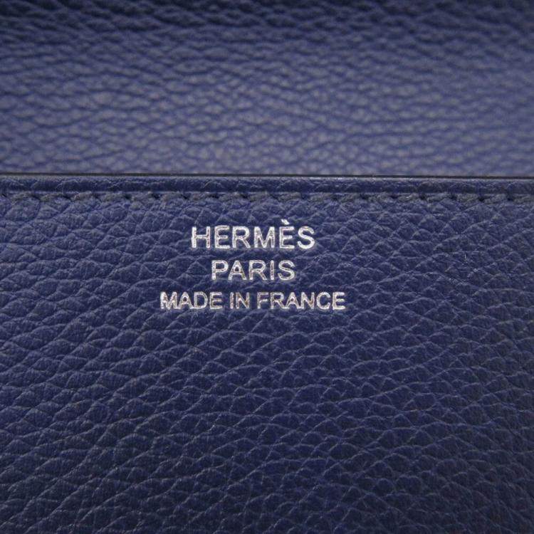 Pre Owned Hermes Roulis Evercolor Blue Saphir Zephyr Coin Case