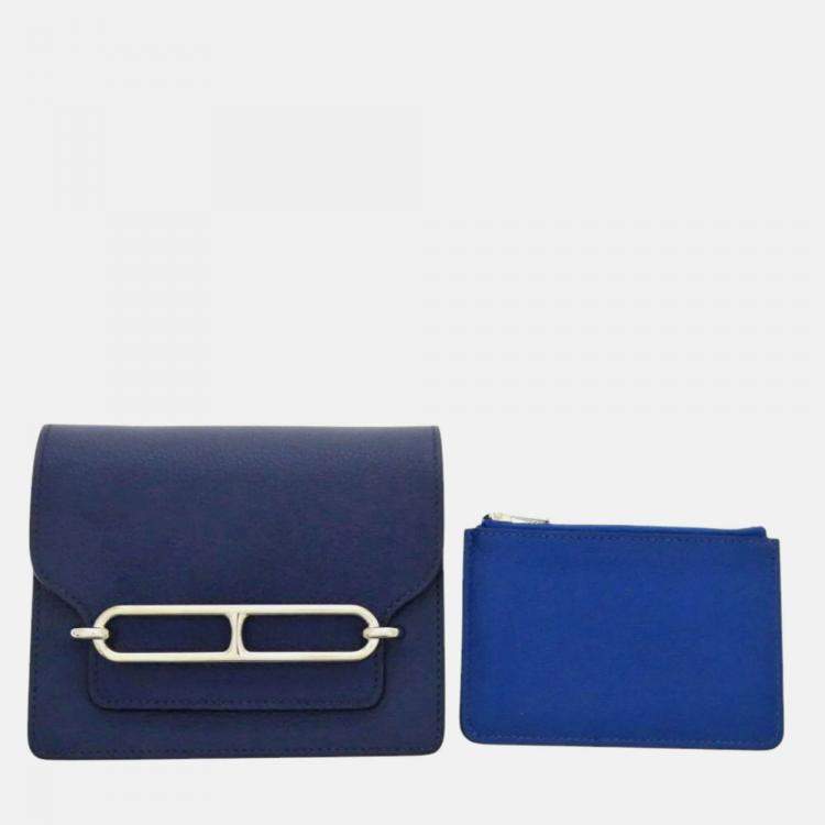 Pre Owned Hermes Roulis Evercolor Blue Saphir Zephyr Coin Case