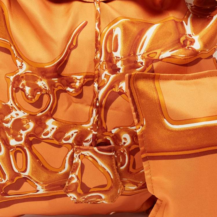 مملوكة مسبقًا Hermes Orange/Brown Satin and Leather Silky City 33 Bag