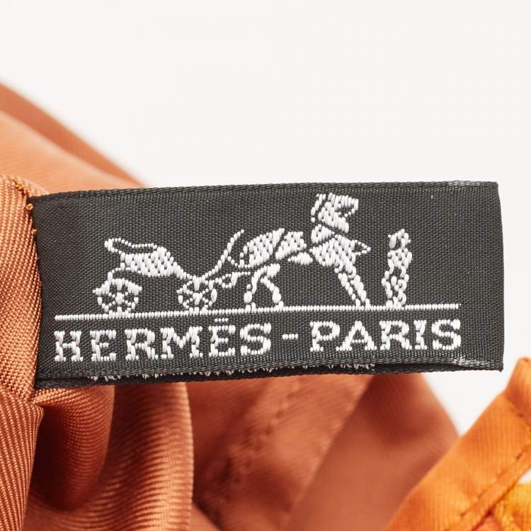 مملوكة مسبقًا Hermes Orange/Brown Satin and Leather Silky City 33 Bag
