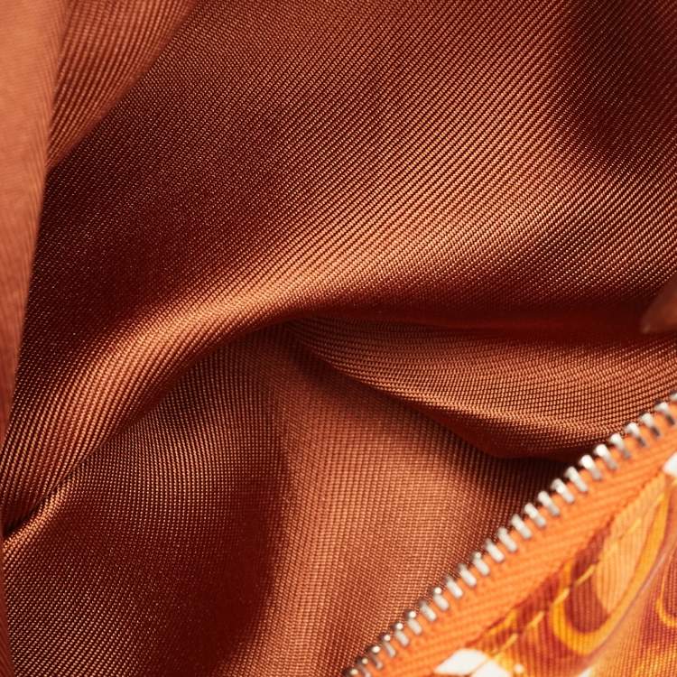 مملوكة مسبقًا Hermes Orange/Brown Satin and Leather Silky City 33 Bag