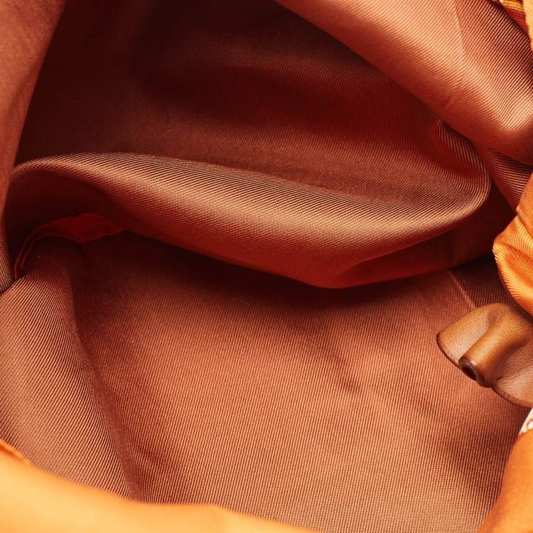 مملوكة مسبقًا Hermes Orange/Brown Satin and Leather Silky City 33 Bag