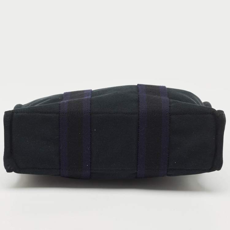 Pre Owned Hermes Navy Blue/Black Canvas Fourre Tout PM Bag