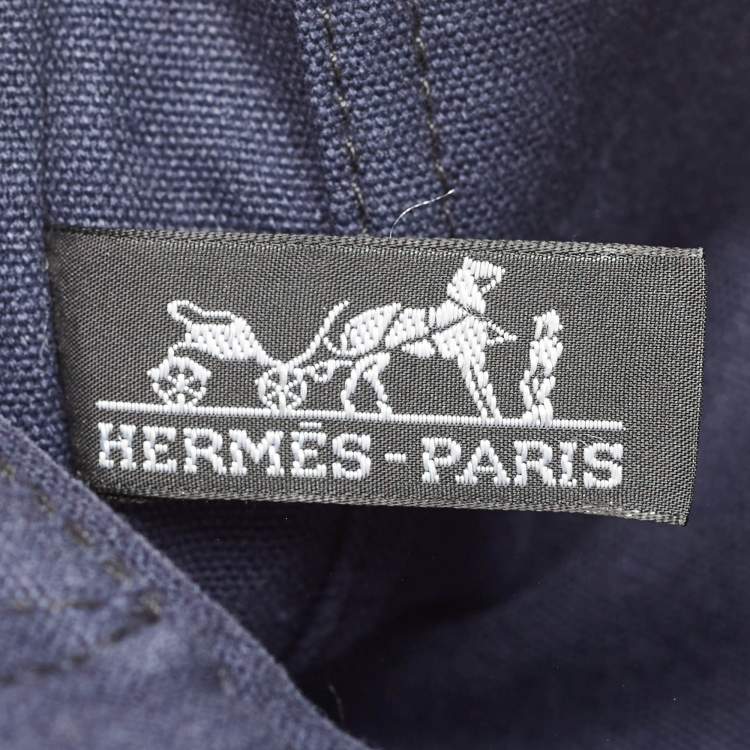 Pre Owned Hermes Navy Blue/Black Canvas Fourre Tout PM Bag