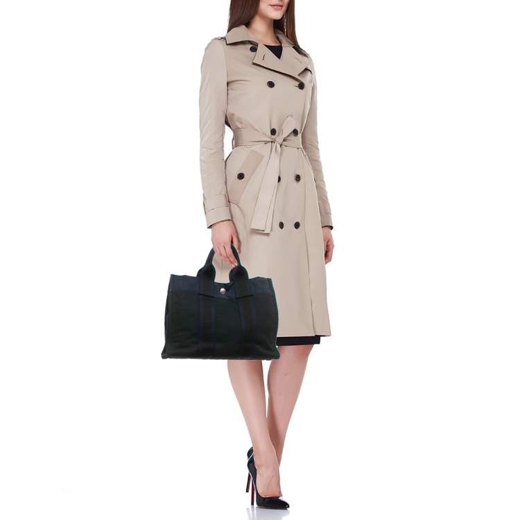Pre Owned Hermes Navy Blue/Black Canvas Fourre Tout PM Bag