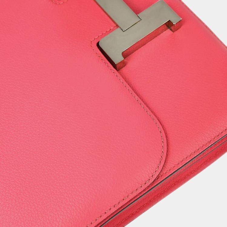 Pre Owned Hermes Constance III 24 Rose Azalee Evercolor Shoulder Bag